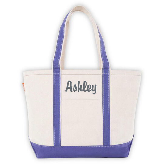 Personalized Medium Violet Trimmed Boat Tote